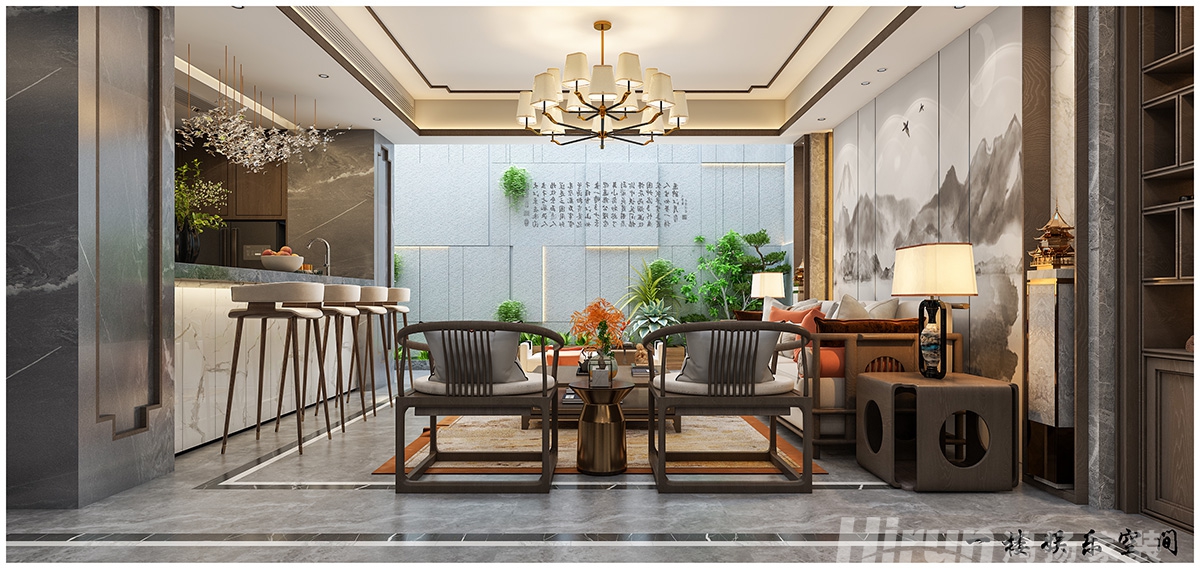 萬豐上院湖韻380㎡意境東方別墅 裝修案例效果圖-1