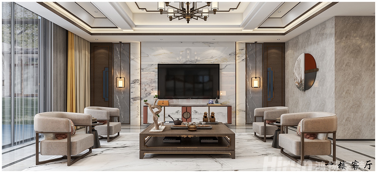 萬豐上院湖韻380㎡意境東方別墅 裝修案例效果圖-6