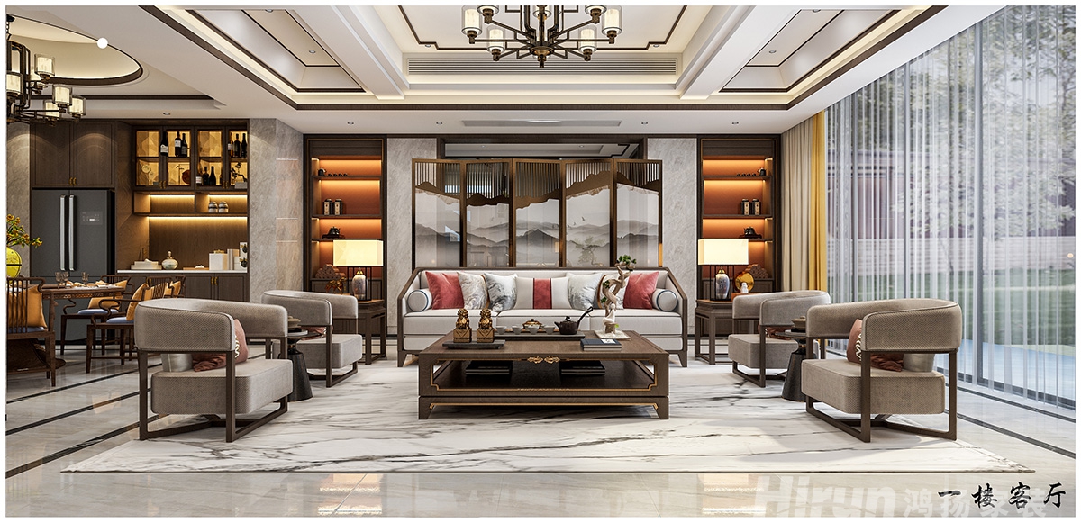 萬豐上院湖韻380㎡意境東方別墅 裝修案例效果圖-7