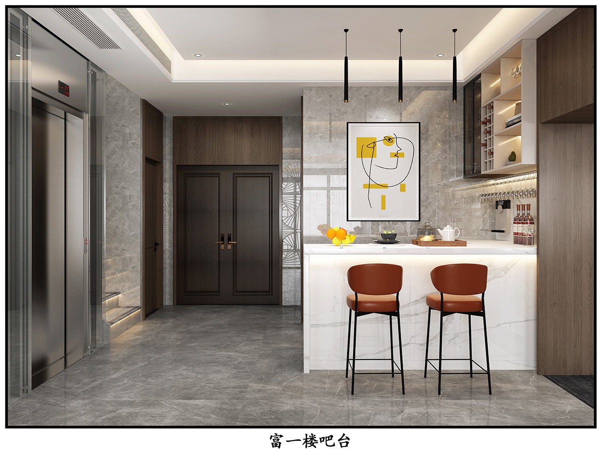 奧園廣場(chǎng)450㎡雅致現(xiàn)代別墅 裝修案例效果圖-4