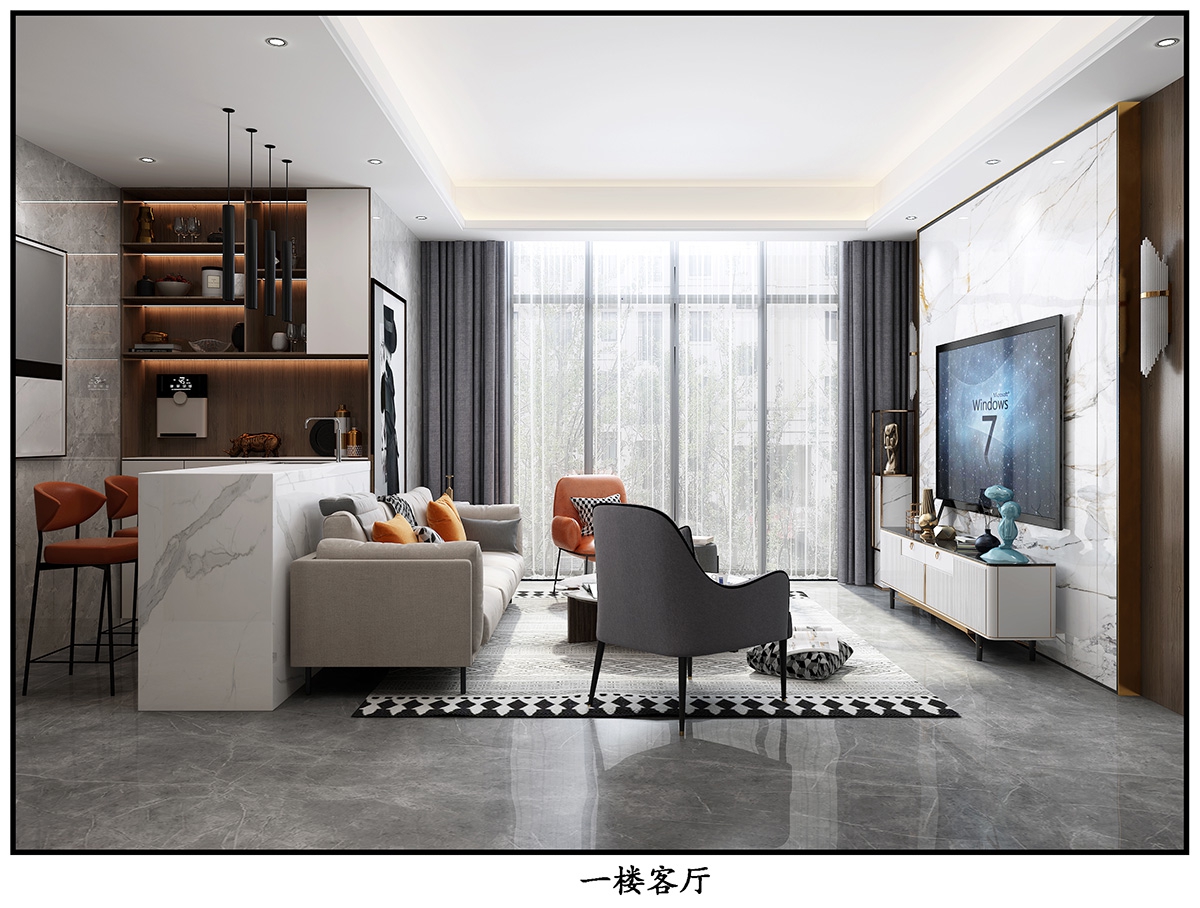 奧園廣場(chǎng)450㎡雅致現(xiàn)代別墅 裝修案例效果圖-7