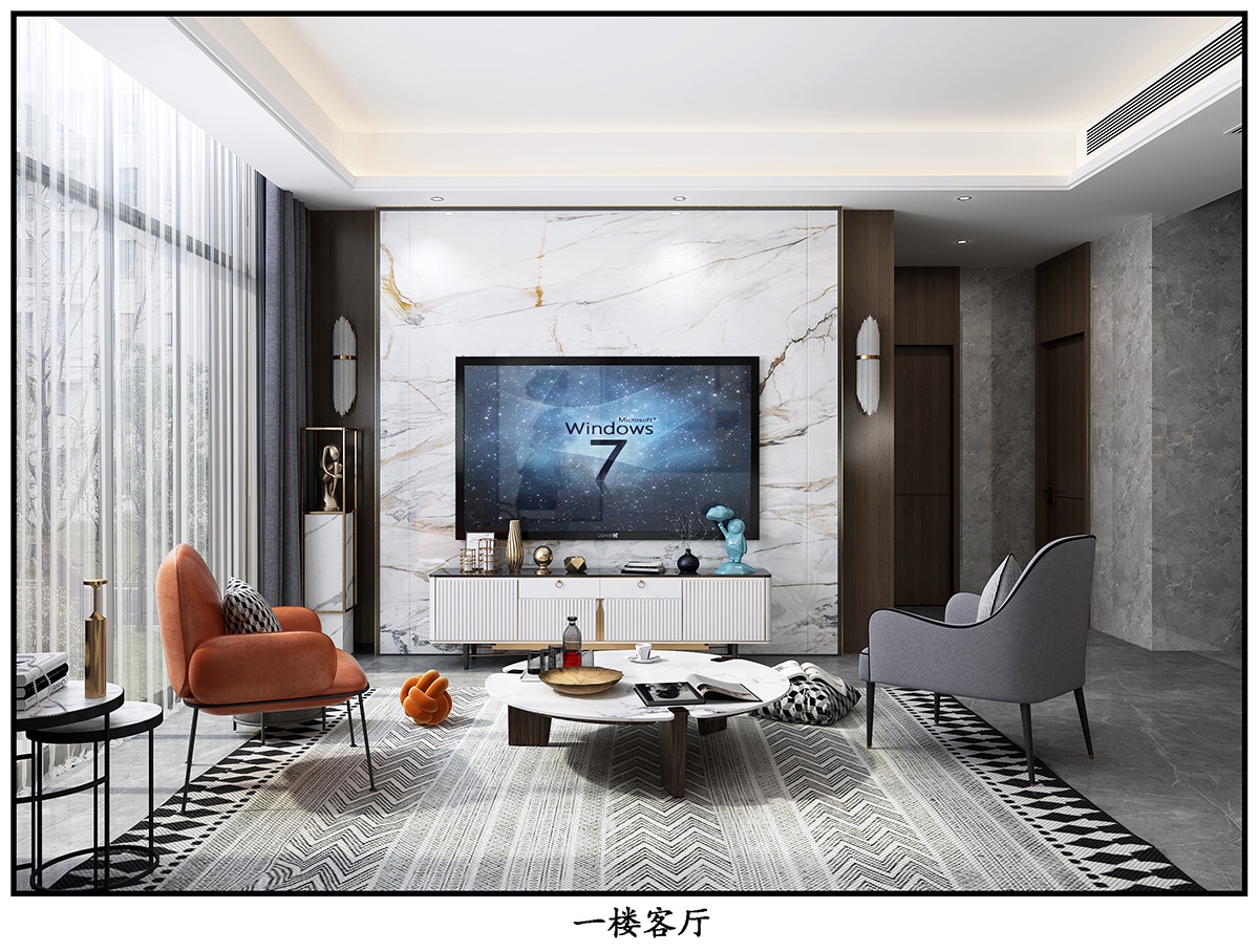 奧園廣場(chǎng)450㎡雅致現(xiàn)代別墅 裝修案例效果圖-9