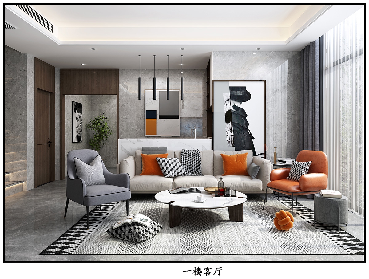 奧園廣場(chǎng)450㎡雅致現(xiàn)代別墅 裝修案例效果圖-8