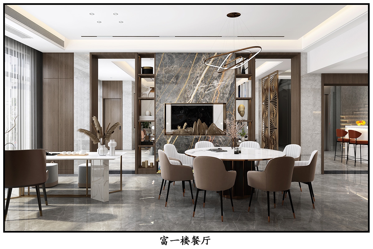 奧園廣場(chǎng)450㎡雅致現(xiàn)代別墅 裝修案例效果圖-6