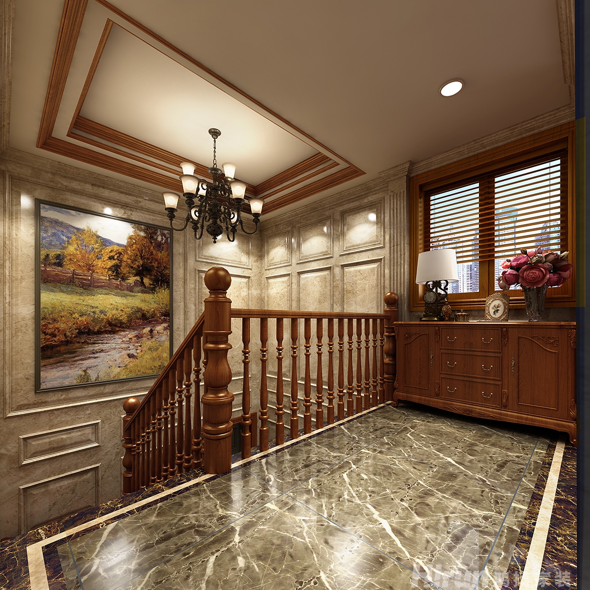 觀沙嘉苑320㎡歐美香頌別墅 裝修案例效果圖-3