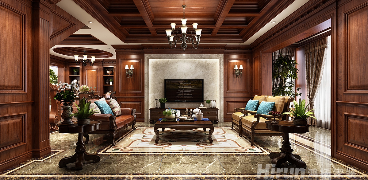 觀沙嘉苑320㎡歐美香頌別墅 裝修案例效果圖-5