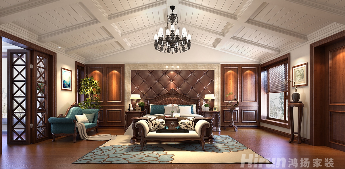 萬科西街庭院400㎡歐美香頌別墅 裝修案例效果圖-4