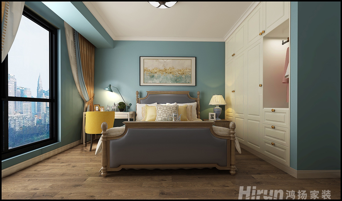 中天恒基萊茵小鎮130㎡輕歐簡美三居室 裝修案例效果圖-6