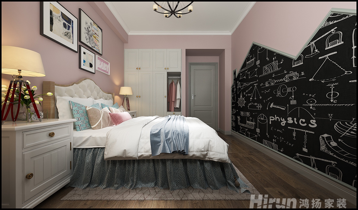 中天恒基萊茵小鎮130㎡輕歐簡美三居室 裝修案例效果圖-5