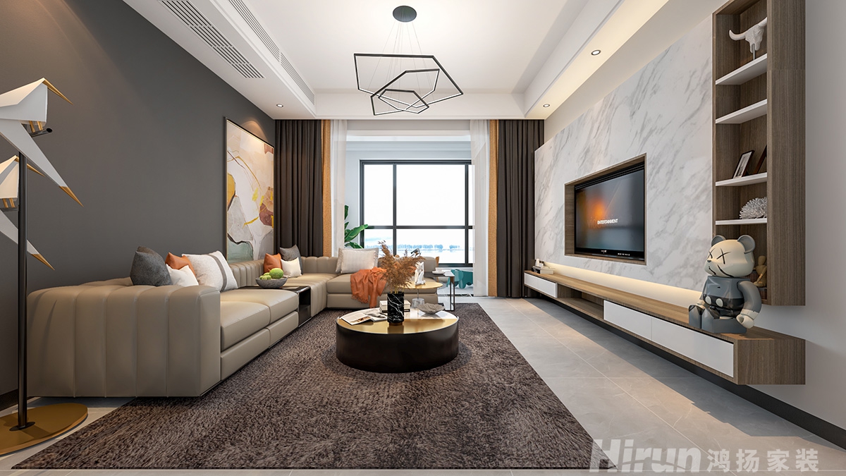 玫瑰園121㎡雅致現代三居室 裝修案例效果圖-3