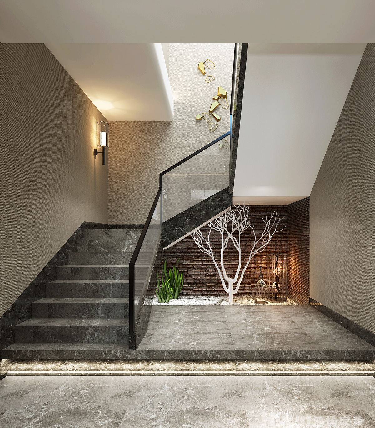 攸縣自建別墅450㎡復(fù)合寫意別墅 裝修案例效果圖-11