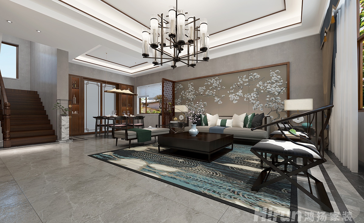 珠江花園400㎡復(fù)合寫意別墅 裝修案例效果圖-5