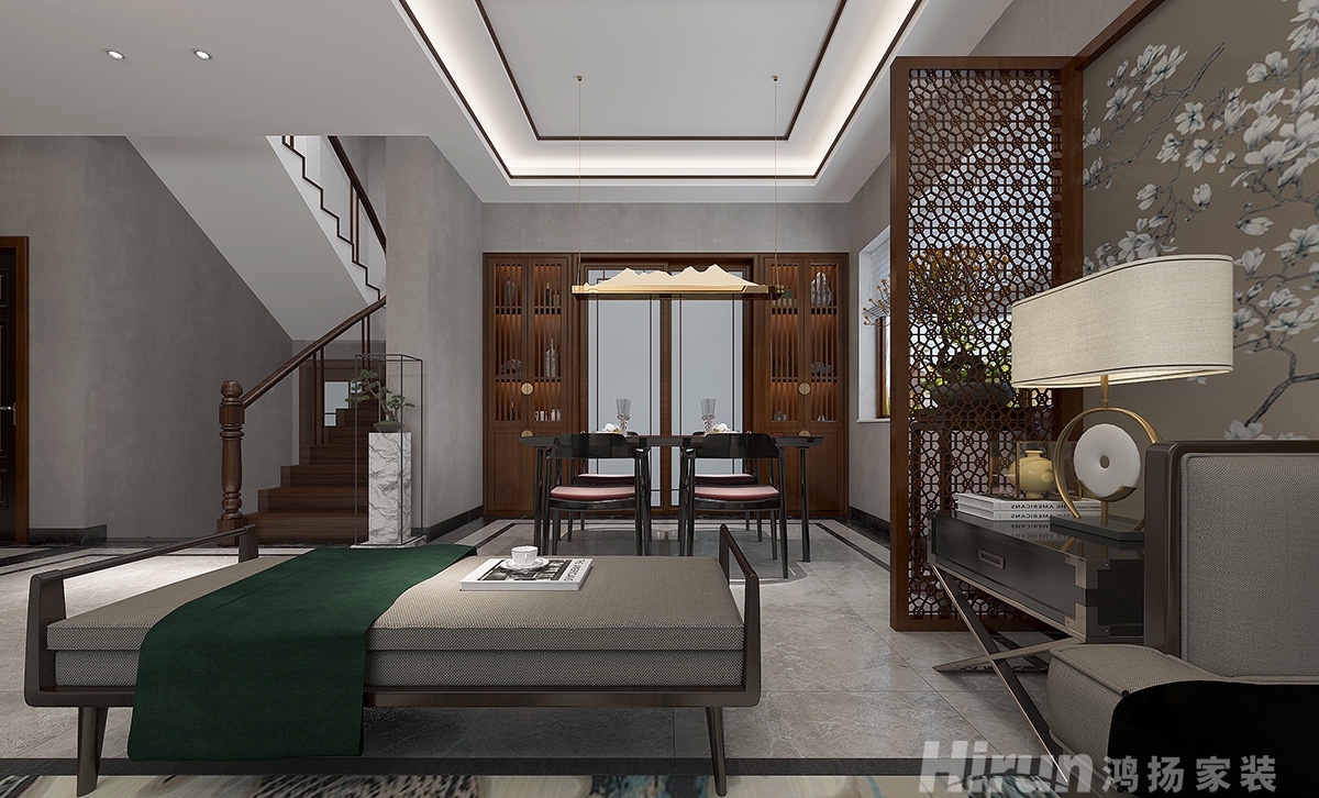 珠江花園400㎡復(fù)合寫意別墅 裝修案例效果圖-6