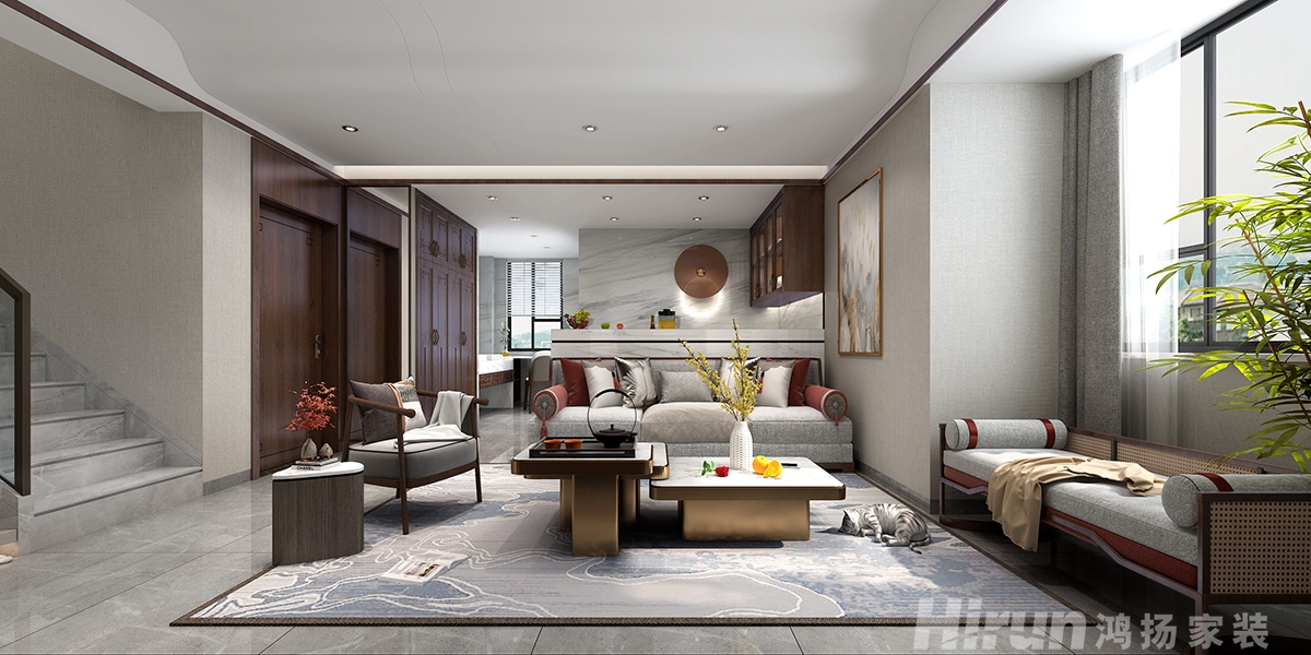 自建別墅400㎡復(fù)合寫意別墅 裝修案例效果圖-4