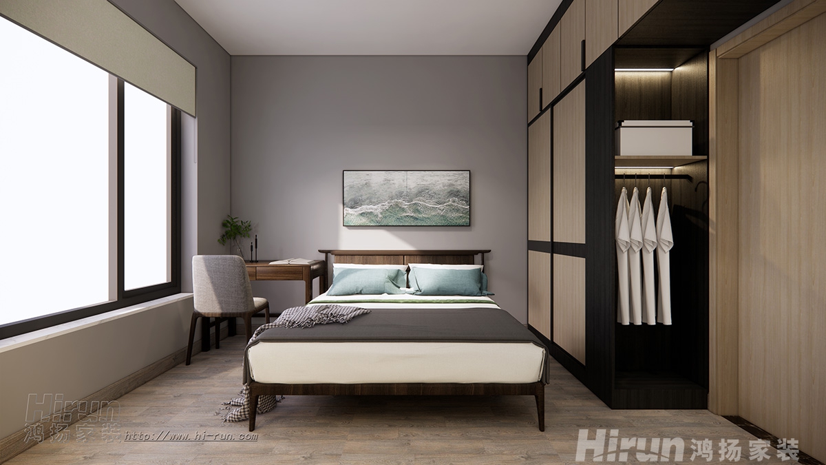 中泰財富湘江120㎡雅致現代三居室 裝修案例效果圖-2