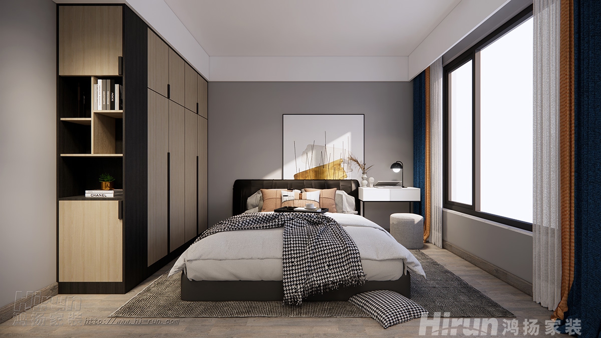 中泰財富湘江120㎡雅致現代三居室 裝修案例效果圖-4