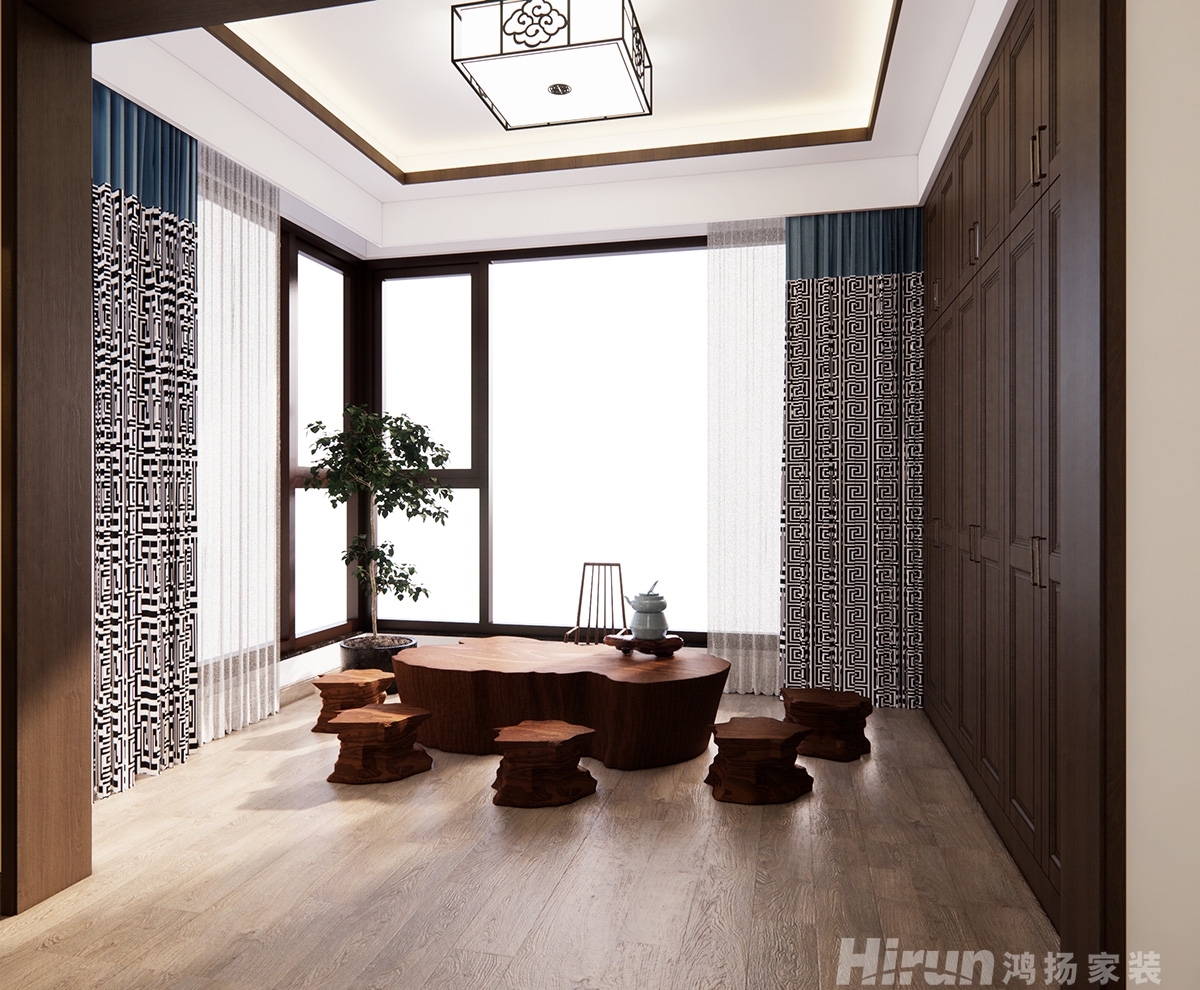 株洲碧桂園200㎡復合寫意三居室 裝修案例效果圖-6