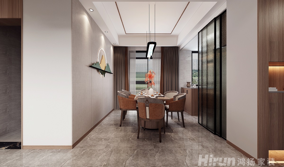 津楓庭院160㎡復(fù)合寫意四居室 裝修案例效果圖-4