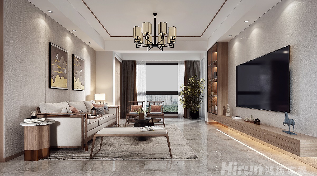 津楓庭院160㎡復(fù)合寫意四居室 裝修案例效果圖-9