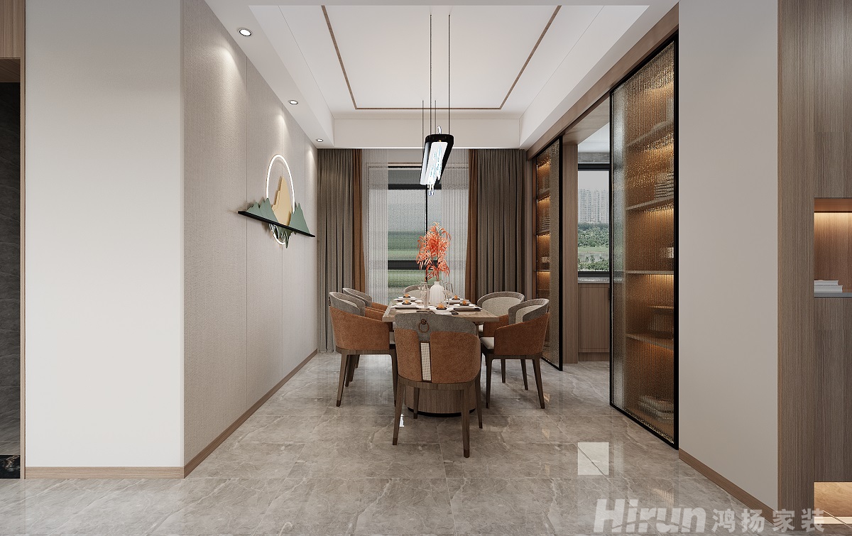 津楓庭院160㎡復(fù)合寫意四居室 裝修案例效果圖-10