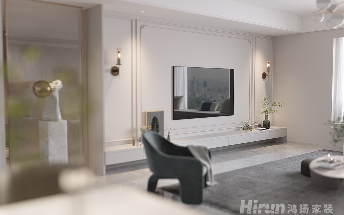 澧水家園200㎡輕歐簡美大平層 裝修案例效果圖-1