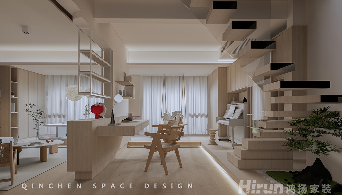 潤和湘江天地200㎡北歐之光復式 裝修案例效果圖-4