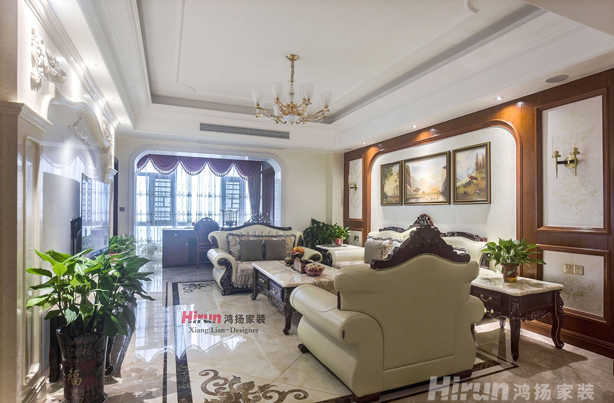 喜臨門(mén)150㎡歐美香頌別墅 裝修案例實(shí)景圖-6