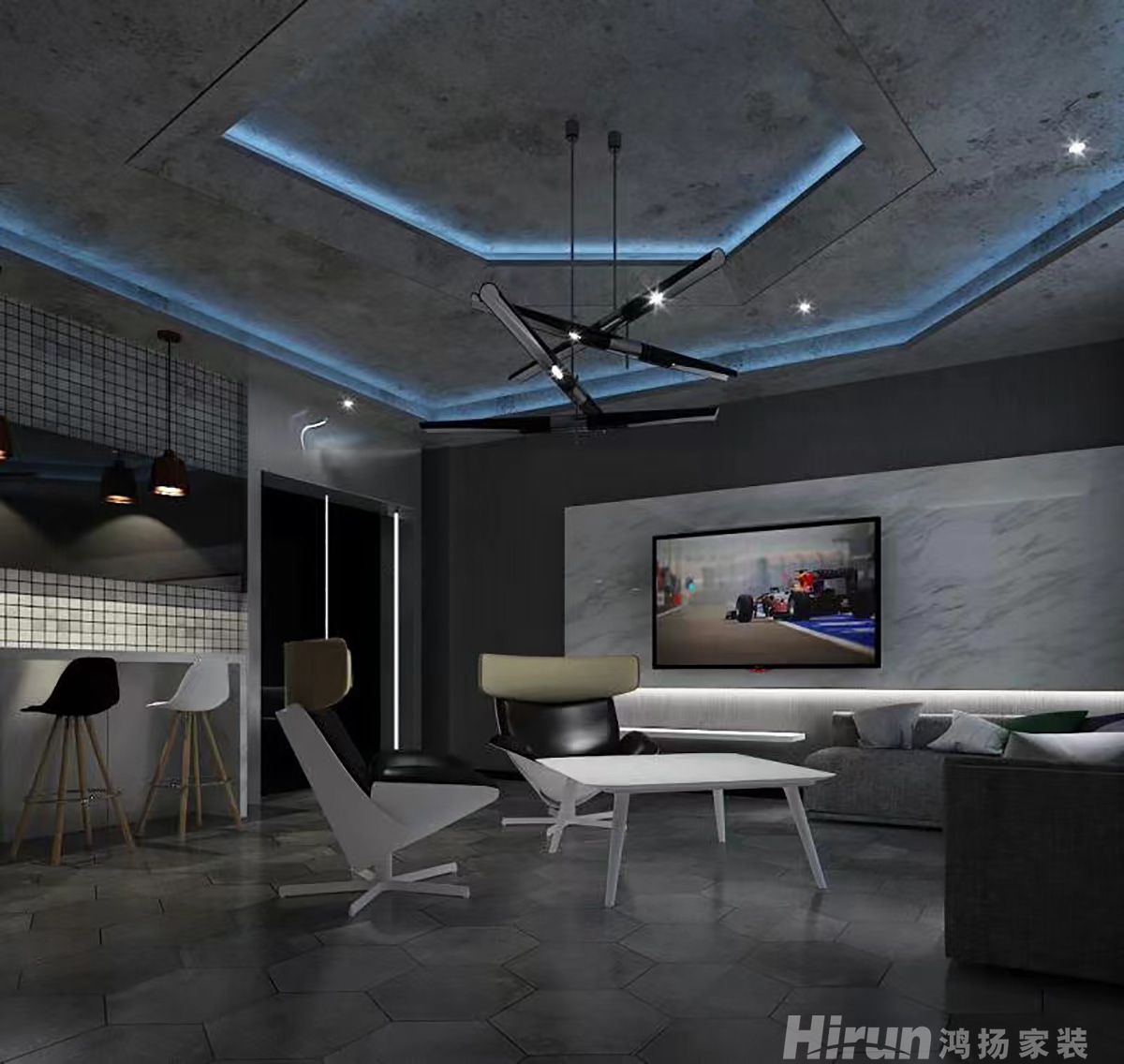 中海天鑒400㎡新裝飾主義別墅 裝修案例效果圖-1