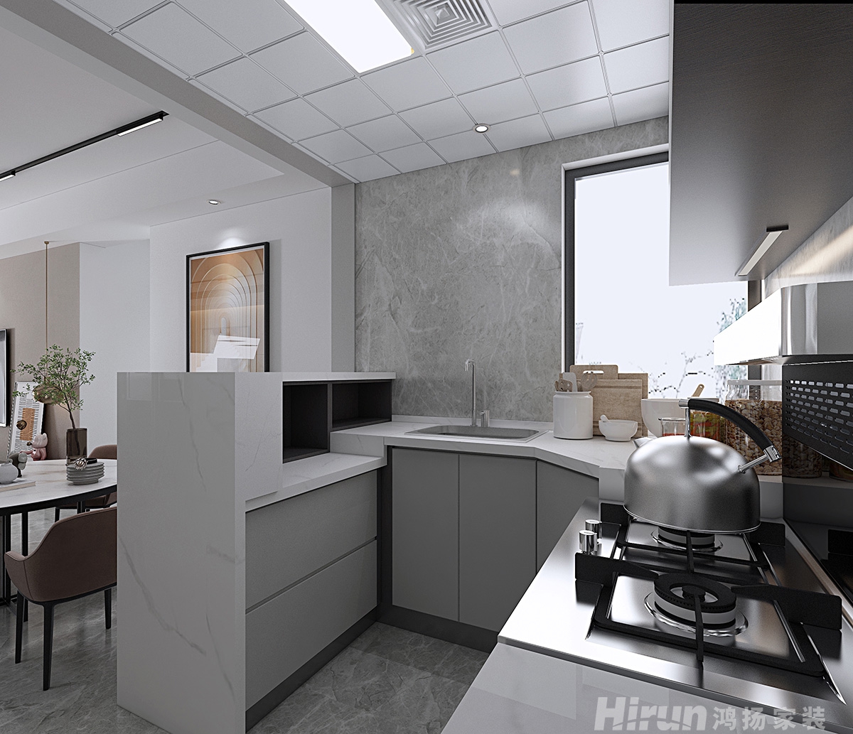 澳海紫東府121㎡雅致現代三居室 裝修案例效果圖-5