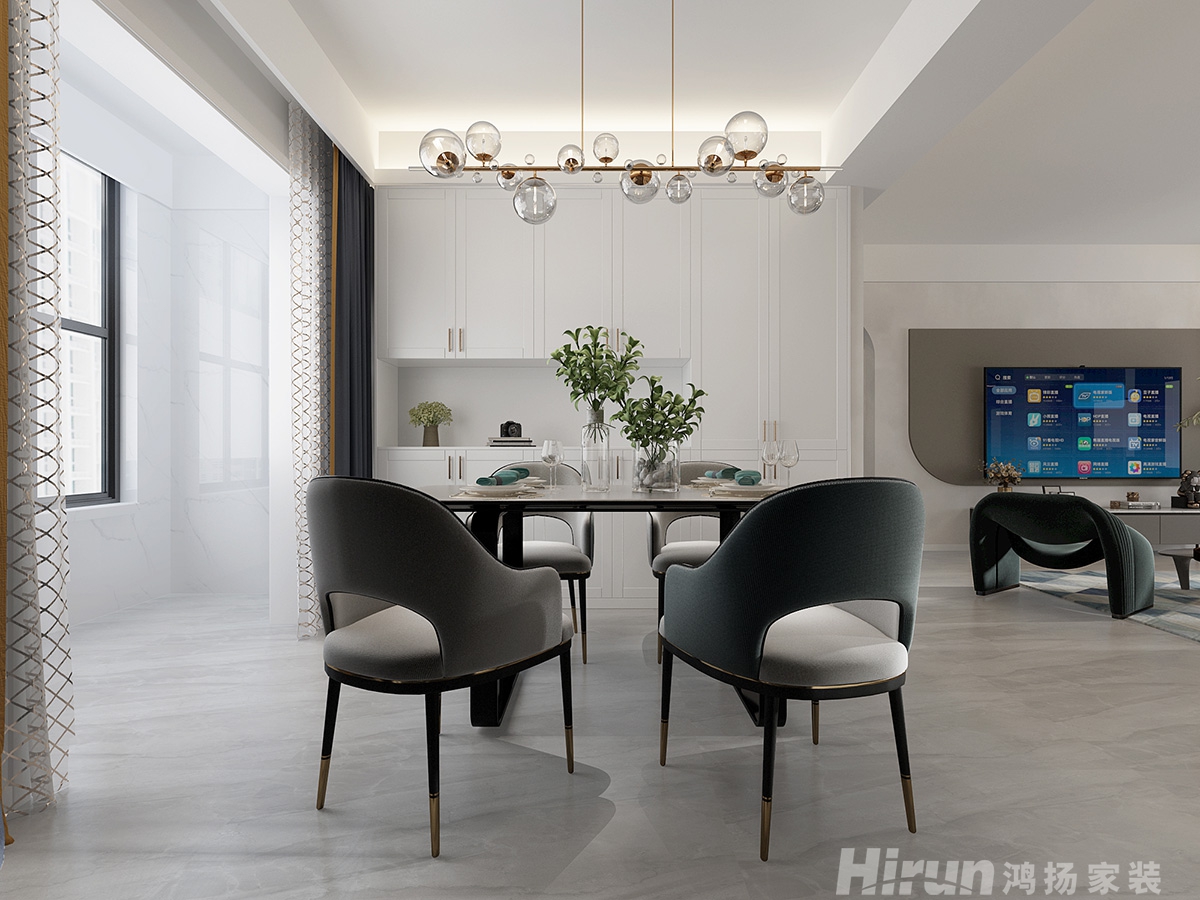 水榭花城160㎡雅致現(xiàn)代四居室 裝修案例效果圖-2