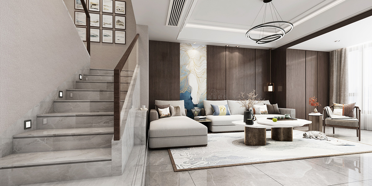 當(dāng)代上品灣300㎡復(fù)合寫意疊墅 裝修案例效果圖-12