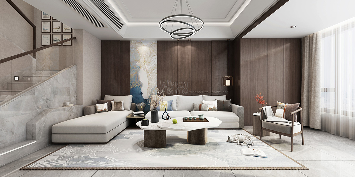 當(dāng)代上品灣300㎡復(fù)合寫意疊墅 裝修案例效果圖-3