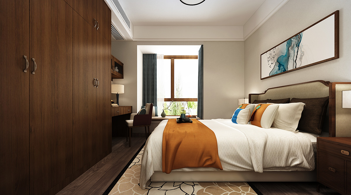 華晨山水州城150㎡復(fù)合寫(xiě)意四居室 裝修案例效果圖-8