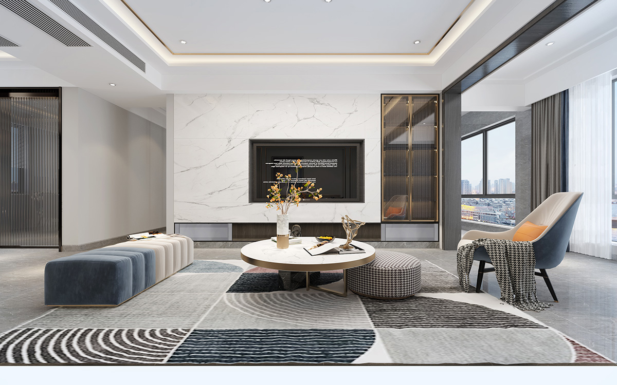 海創(chuàng)明珠壹號160㎡新裝飾主義三居室 裝修案例效果圖-8