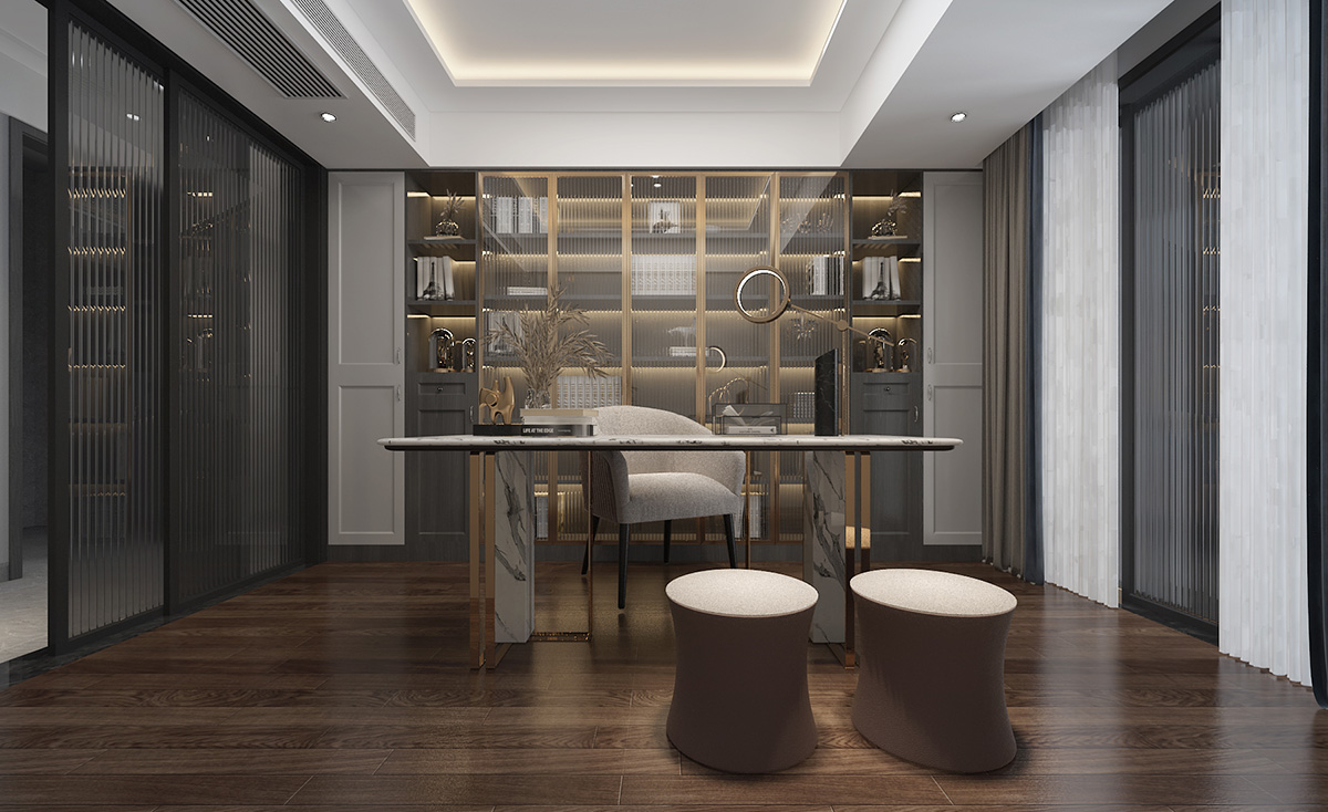 海創(chuàng)明珠壹號160㎡新裝飾主義三居室 裝修案例效果圖-9