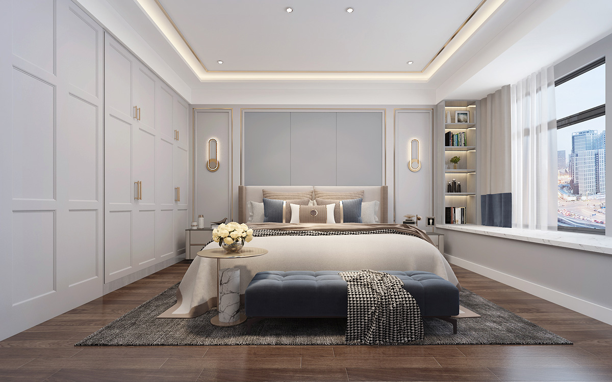 海創(chuàng)明珠壹號160㎡新裝飾主義三居室 裝修案例效果圖-6