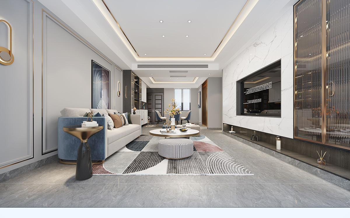 海創(chuàng)明珠壹號160㎡新裝飾主義三居室 裝修案例效果圖-1