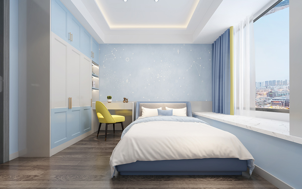 海創(chuàng)明珠壹號160㎡新裝飾主義三居室 裝修案例效果圖-7