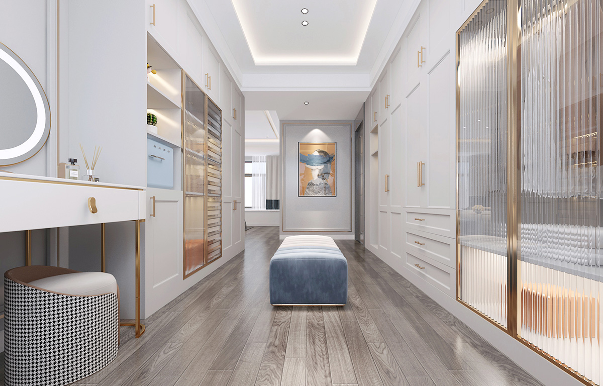 海創(chuàng)明珠壹號160㎡新裝飾主義三居室 裝修案例效果圖-2