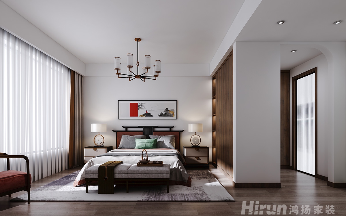 澳海紫東府122㎡復合寫意三居室 裝修案例效果圖-4