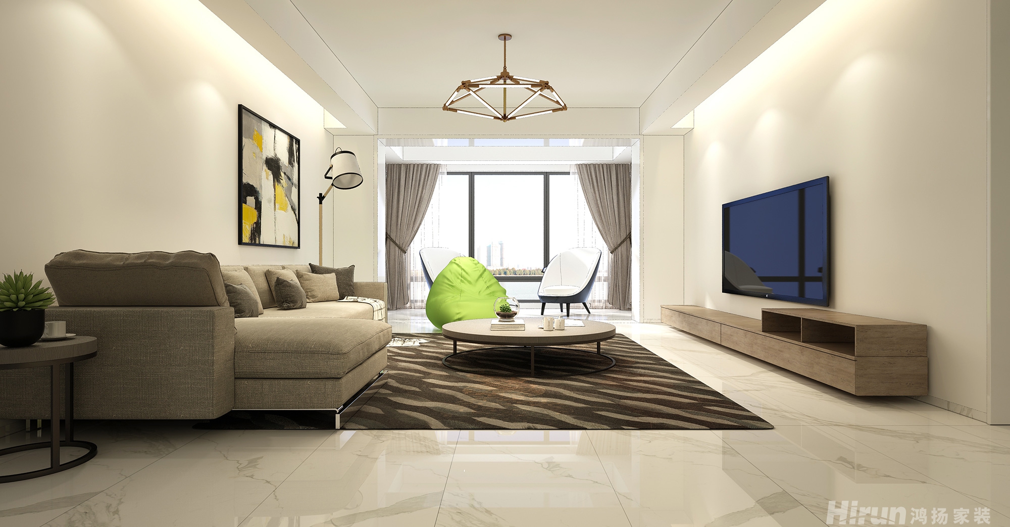 湘江壹號260㎡北歐之光復式 裝修案例效果圖-5