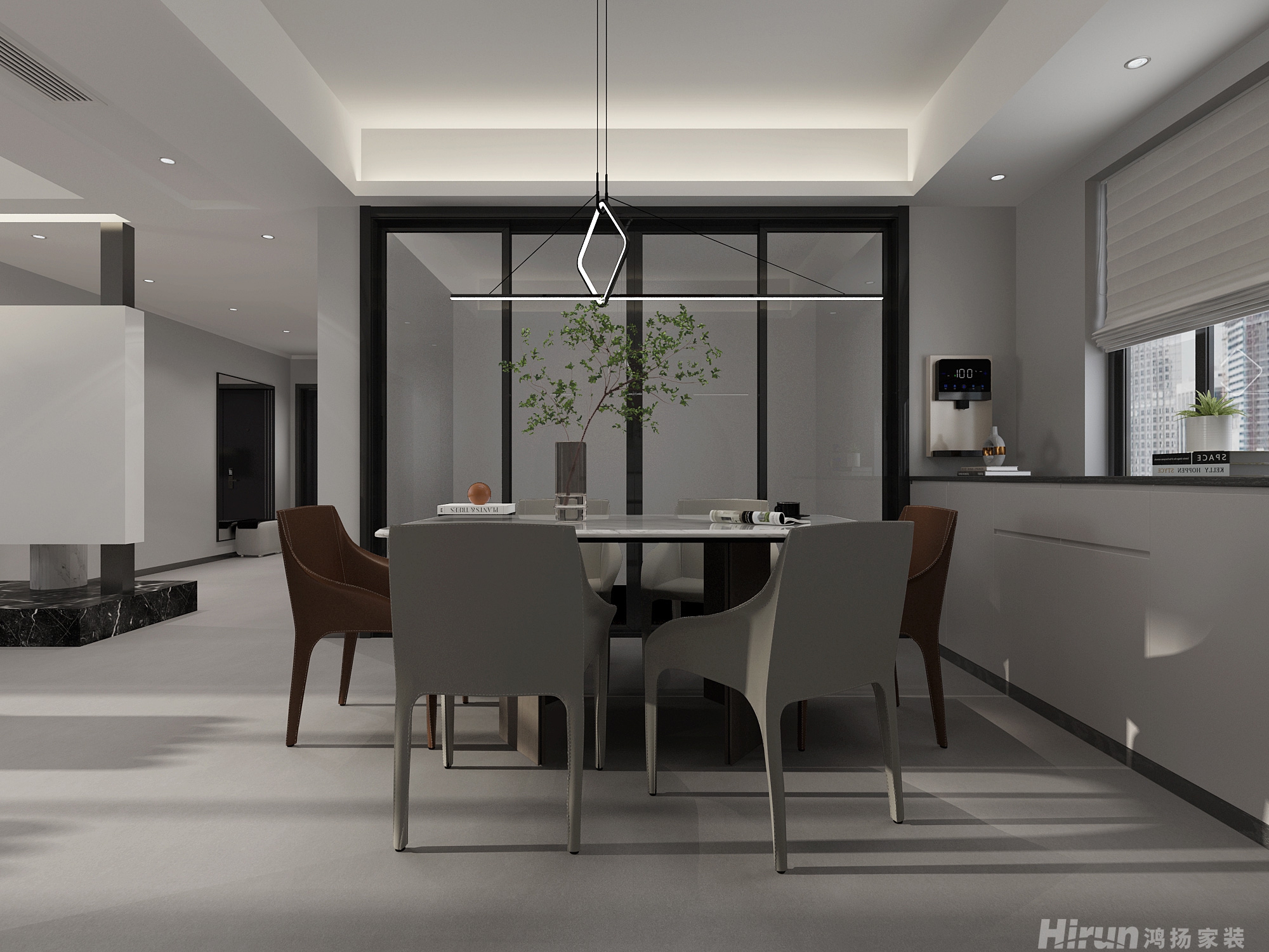 朝陽時光140㎡雅致現代四居室 裝修案例效果圖-1