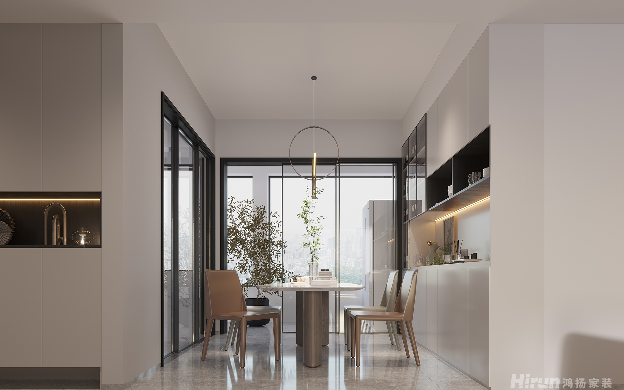 天鴻中央大院115㎡雅致現代三居室 裝修案例效果圖-3