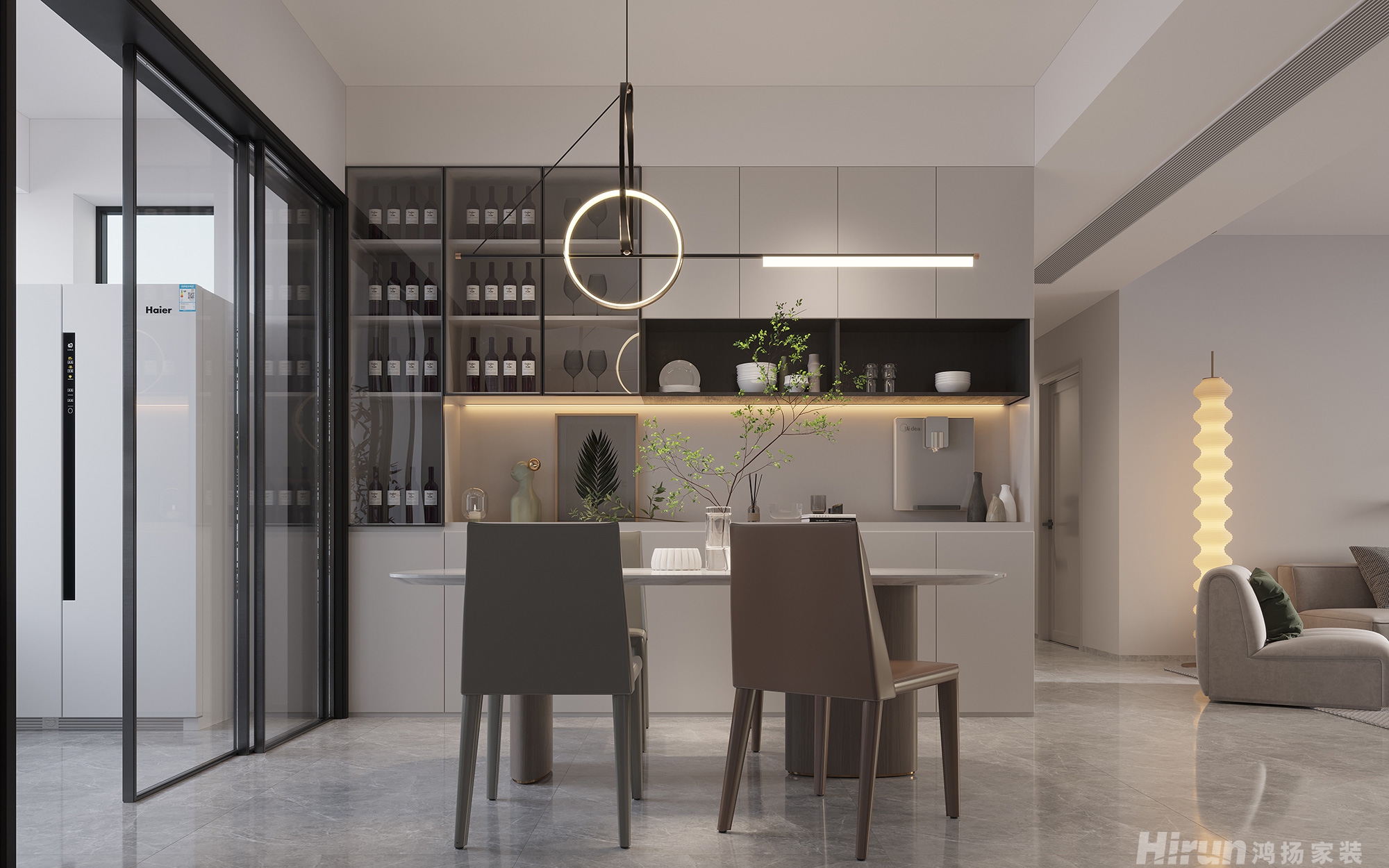 天鴻中央大院115㎡雅致現代三居室 裝修案例效果圖-5