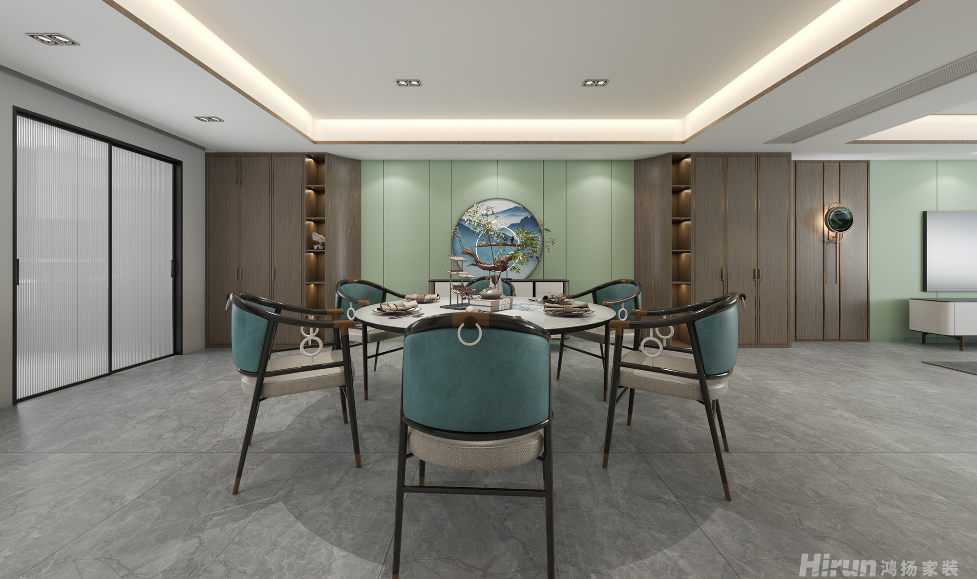 福晟翡翠灣316㎡寫意木構四居室 裝修案例效果圖-3