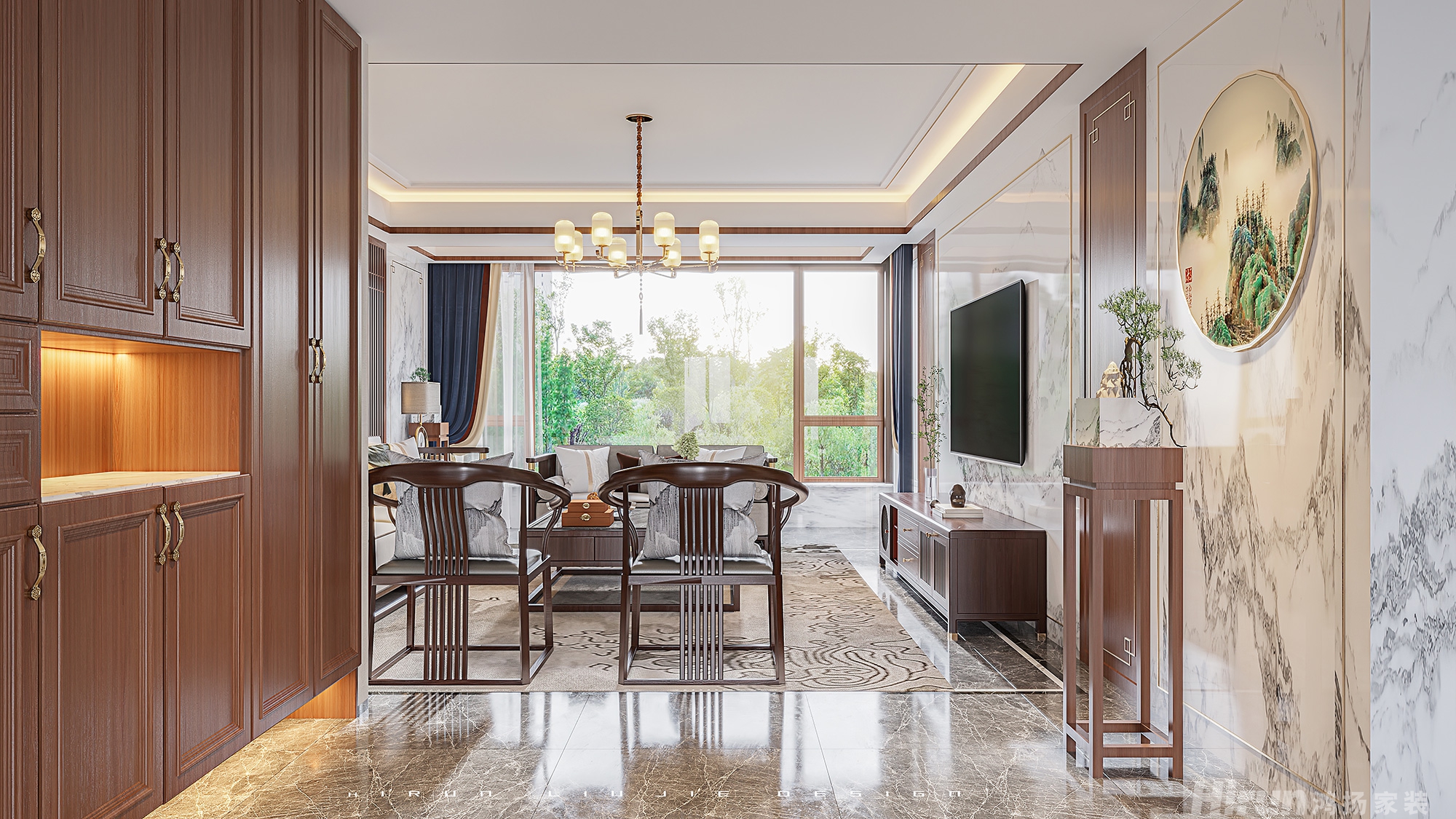 天麓洋房220㎡復合寫意疊墅 裝修案例效果圖-3