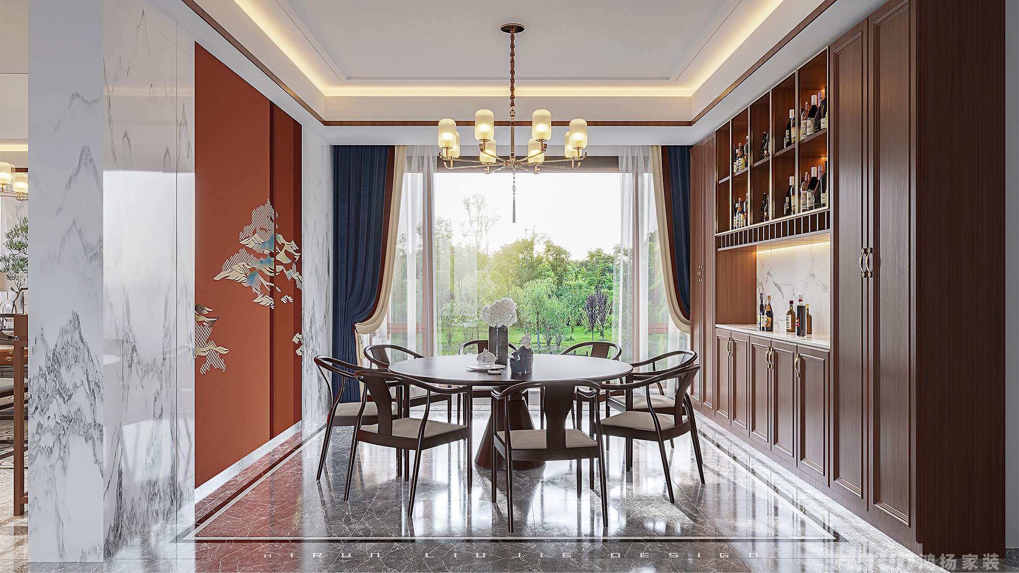 天麓洋房220㎡復合寫意疊墅 裝修案例效果圖-4