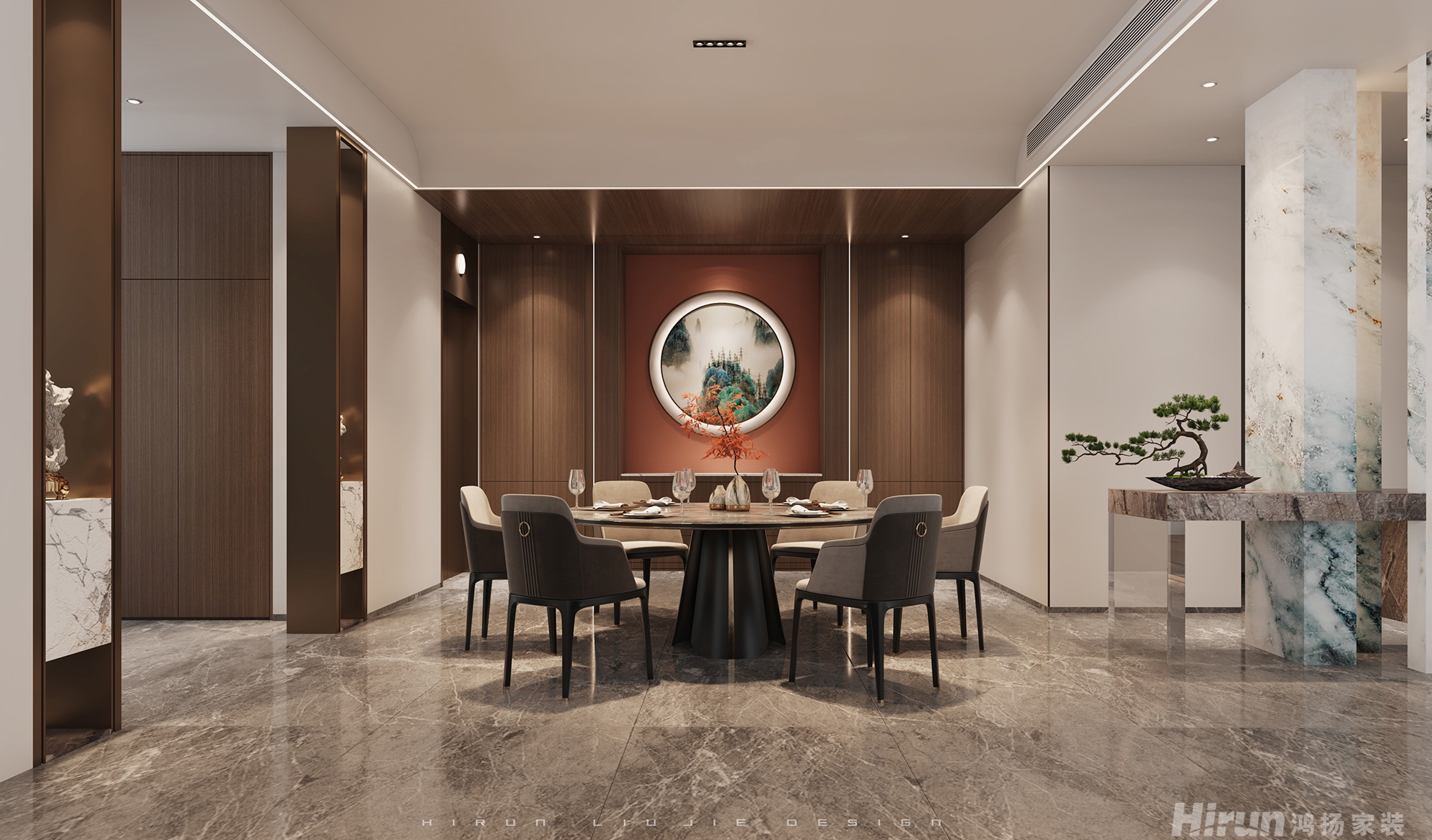 湘江富力城320㎡復(fù)合寫意別墅 裝修案例效果圖-3