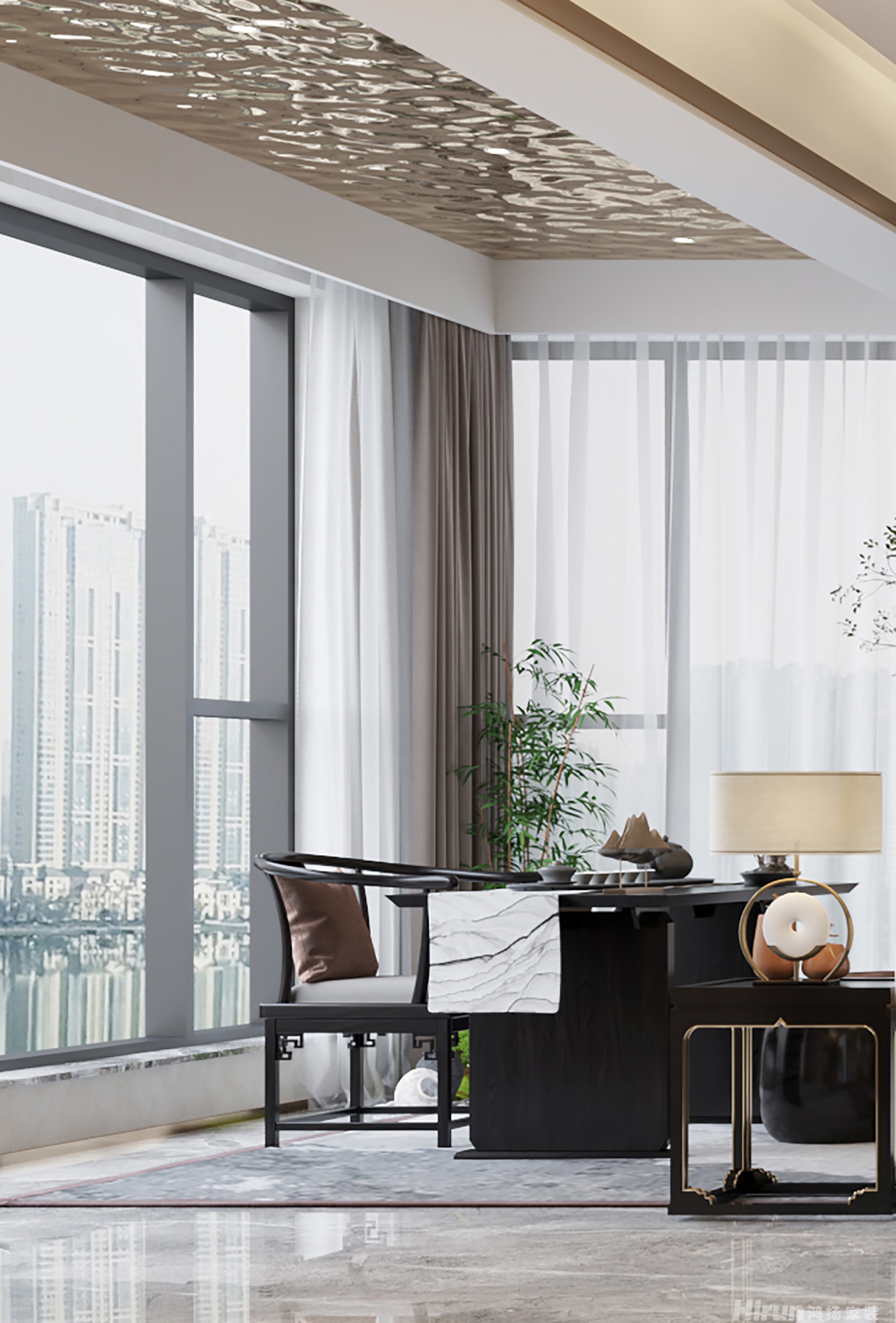 云頂梅溪湖160㎡意境東方四居室 裝修案例效果圖-5