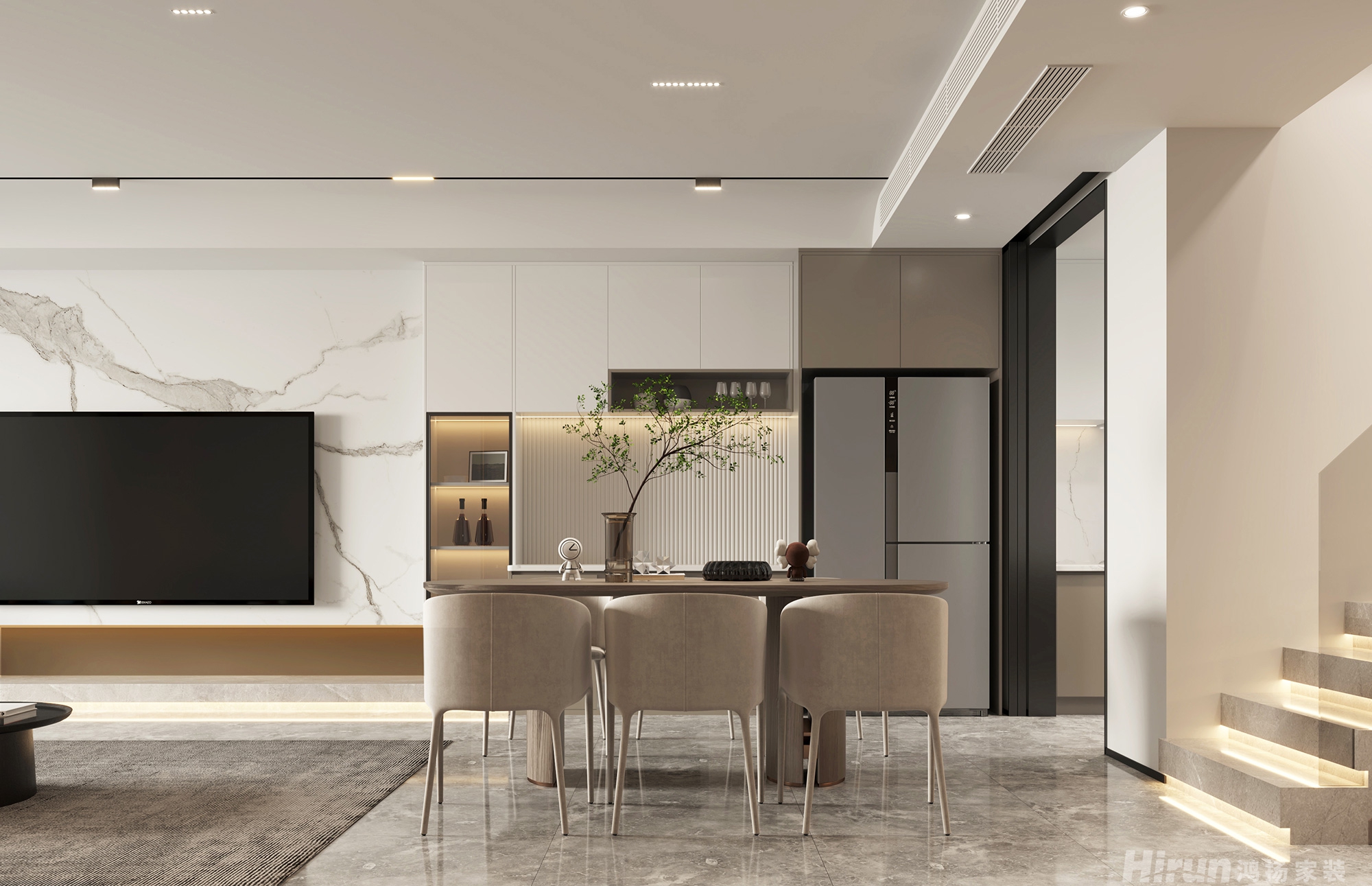 卓越千山里200㎡北歐之光復式 裝修案例效果圖-4